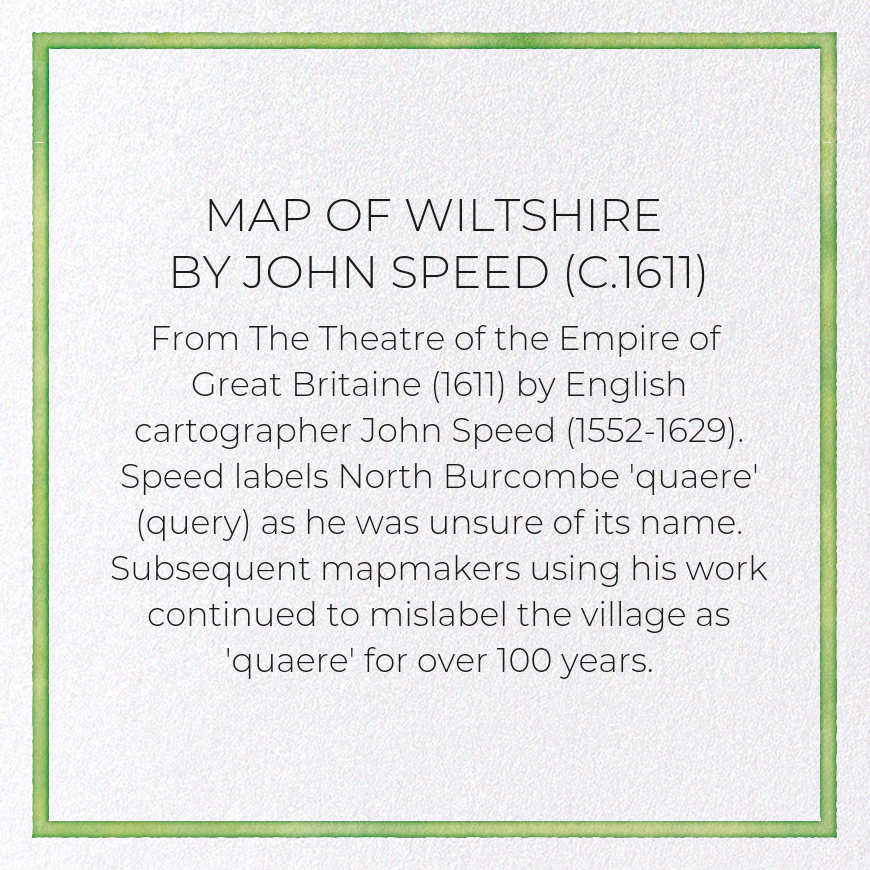 MAP OF WILTSHIRE BY JOHN SPEED (C.1611): Antique Map Greeting Card