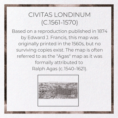 CIVITAS LONDINUM (C.1561-1570): Antique Map Greeting Card