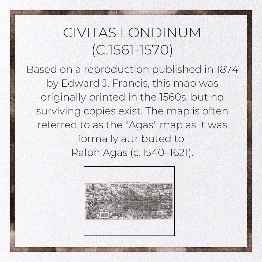 CIVITAS LONDINUM (C.1561-1570): Antique Map Greeting Card