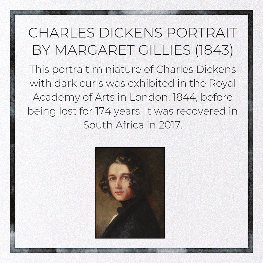 CHARLES DICKENS PORTRAIT BY MARGARET GILLIES (1843): Painting Greeting Card