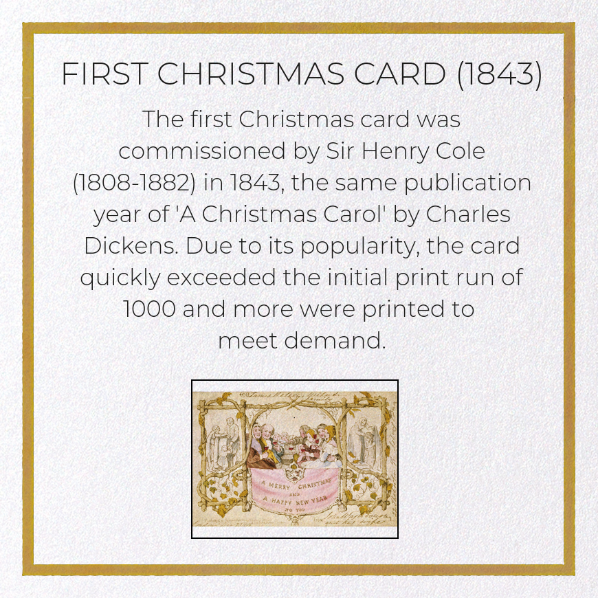 FIRST CHRISTMAS CARD (1843): Victorian Greeting Card