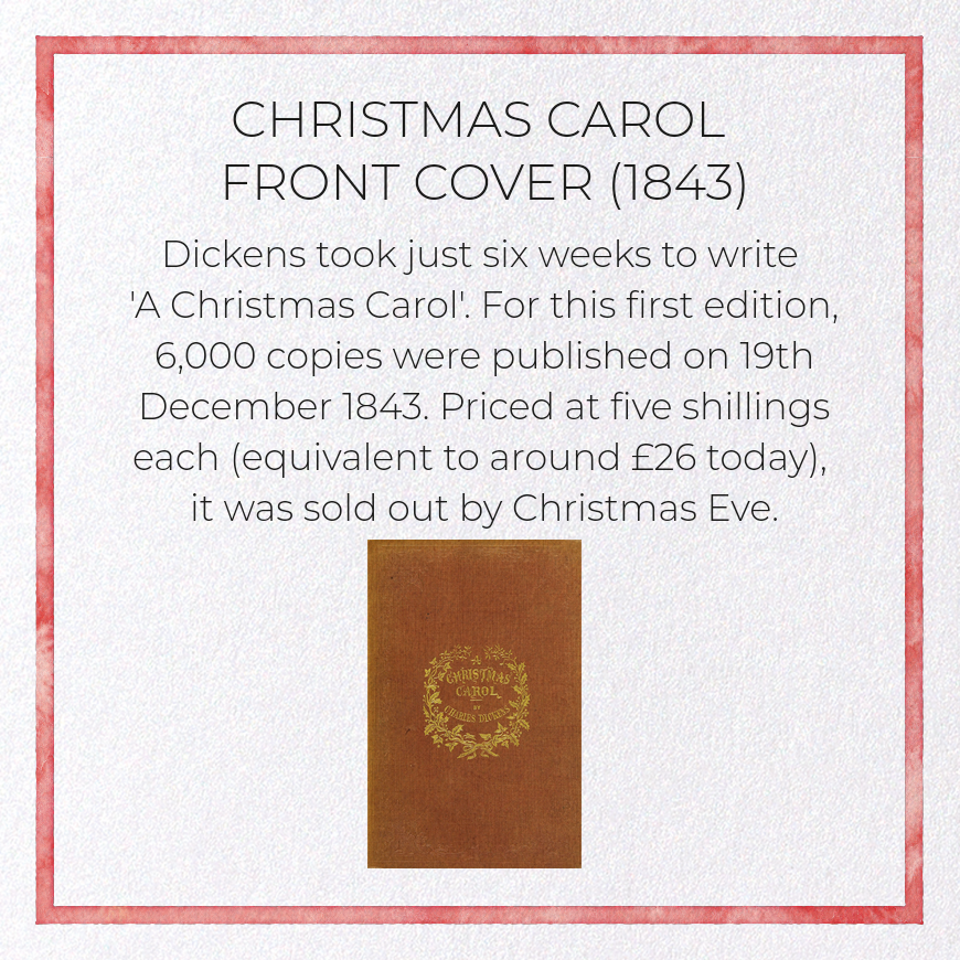 CHRISTMAS CAROL FRONT COVER (1843): Victorian Greeting Card