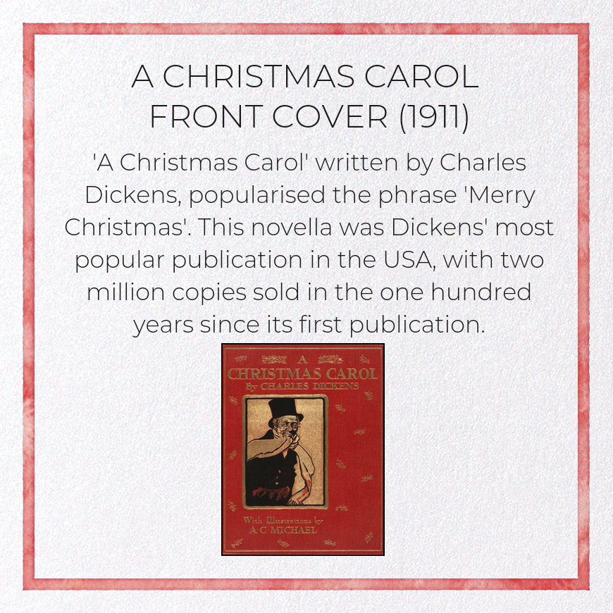 A CHRISTMAS CAROL FRONT COVER (1911): Victorian Greeting Card