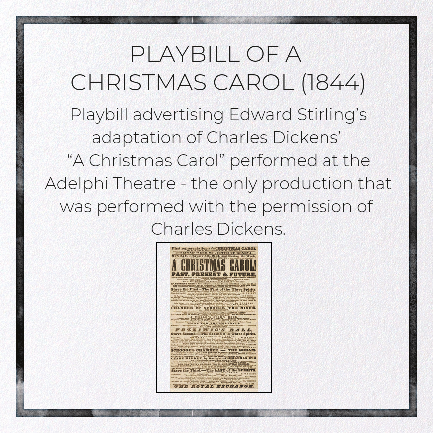 PLAYBILL OF A CHRISTMAS CAROL (1844): Poster Greeting Card