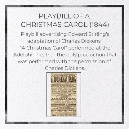 PLAYBILL OF A CHRISTMAS CAROL (1844): Poster Greeting Card
