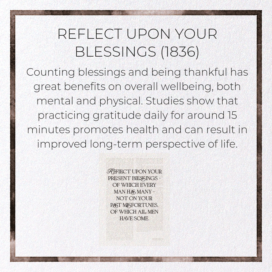 REFLECT UPON YOUR BLESSINGS (1836): Victorian Greeting Card