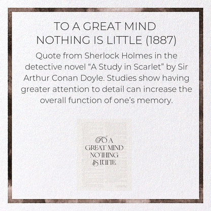 TO A GREAT MIND NOTHING IS LITTLE (1887): Victorian Greeting Card
