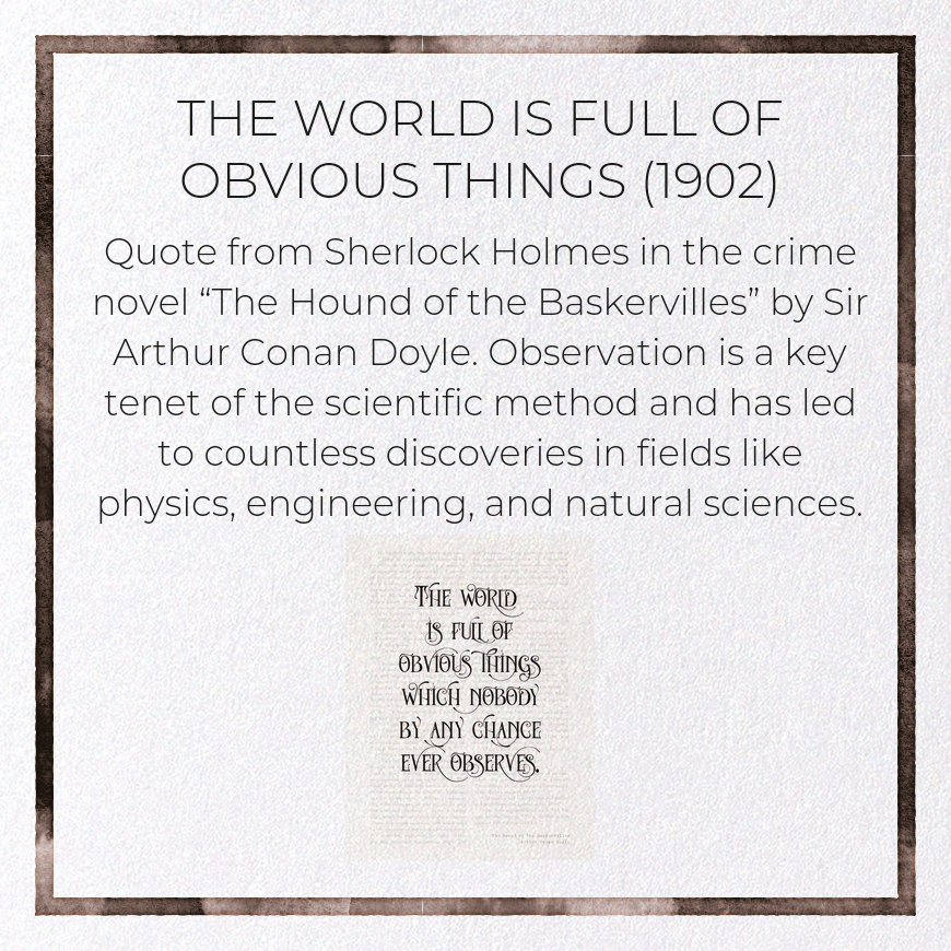 THE WORLD IS FULL OF OBVIOUS THINGS (1902): Victorian Greeting Card