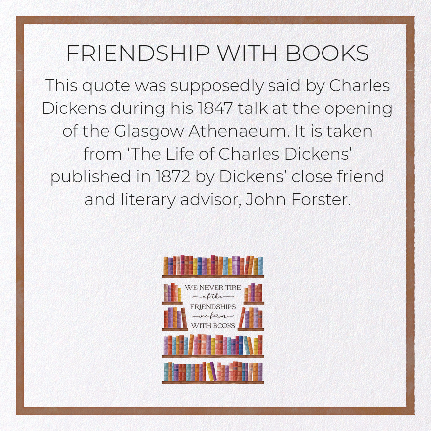 FRIENDSHIP WITH BOOKS: Watercolour Greeting Card