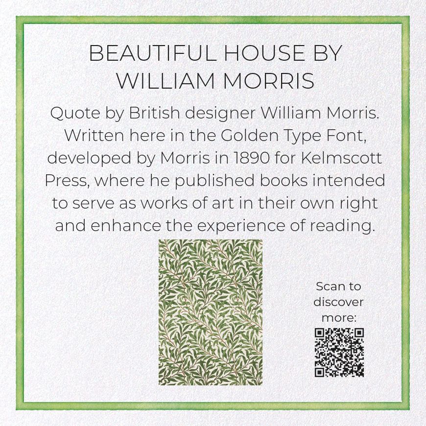 BEAUTIFUL HOUSE BY WILLIAM MORRIS: Victorian Greeting Card