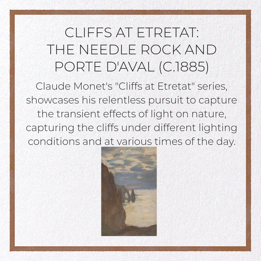 CLIFFS AT ETRETAT: THE NEEDLE ROCK AND PORTE D'AVAL (C.1885): Painting Greeting Card