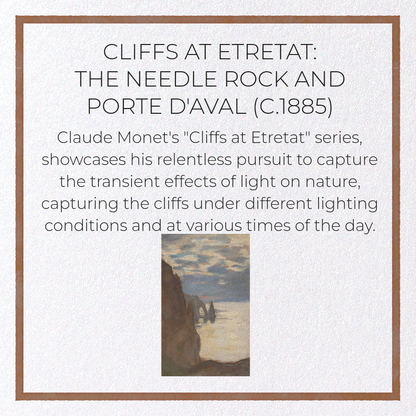 CLIFFS AT ETRETAT: THE NEEDLE ROCK AND PORTE D'AVAL (C.1885): Painting Greeting Card