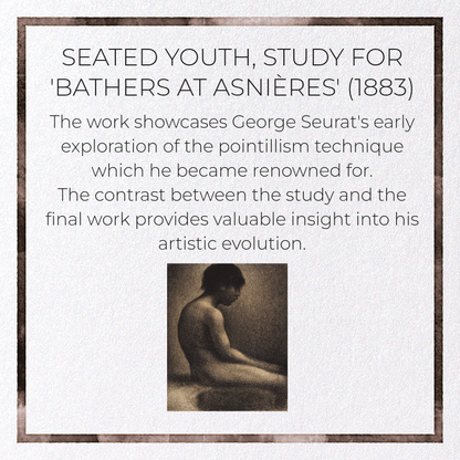 SEATED YOUTH, STUDY FOR 'BATHERS AT ASNIÈRES' (1883): Painting Greeting Card