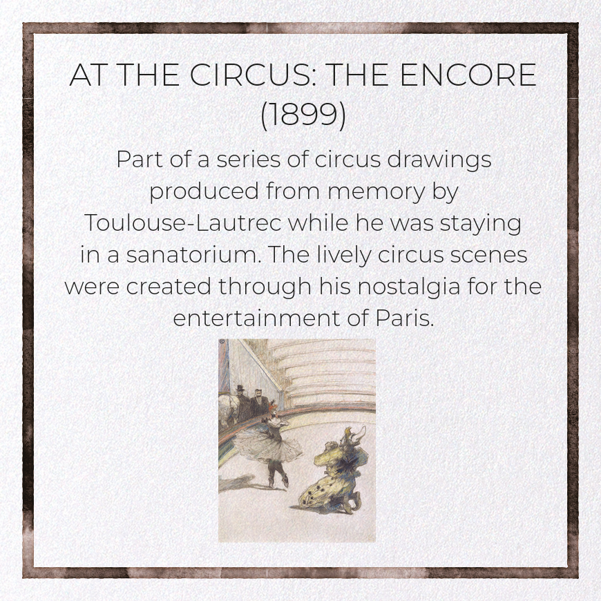 AT THE CIRCUS: THE ENCORE (1899): Painting Greeting Card
