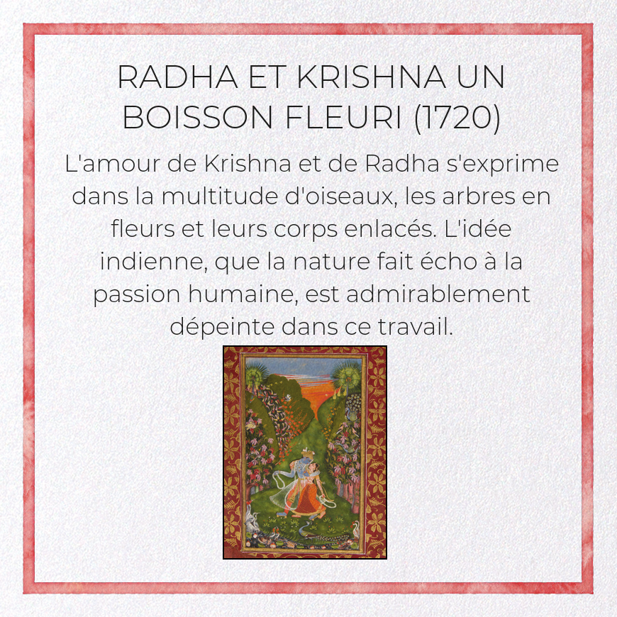 RADHA ET KRISHNA UN BOISSON FLEURI (1720): Painting Greeting Card