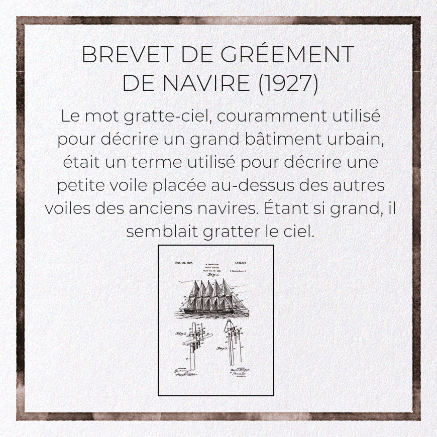 BREVET DE GRÉEMENT DE NAVIRE (1927): Patent Greeting Card