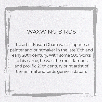 WAXWING BIRDS: Japanese Greeting Card
