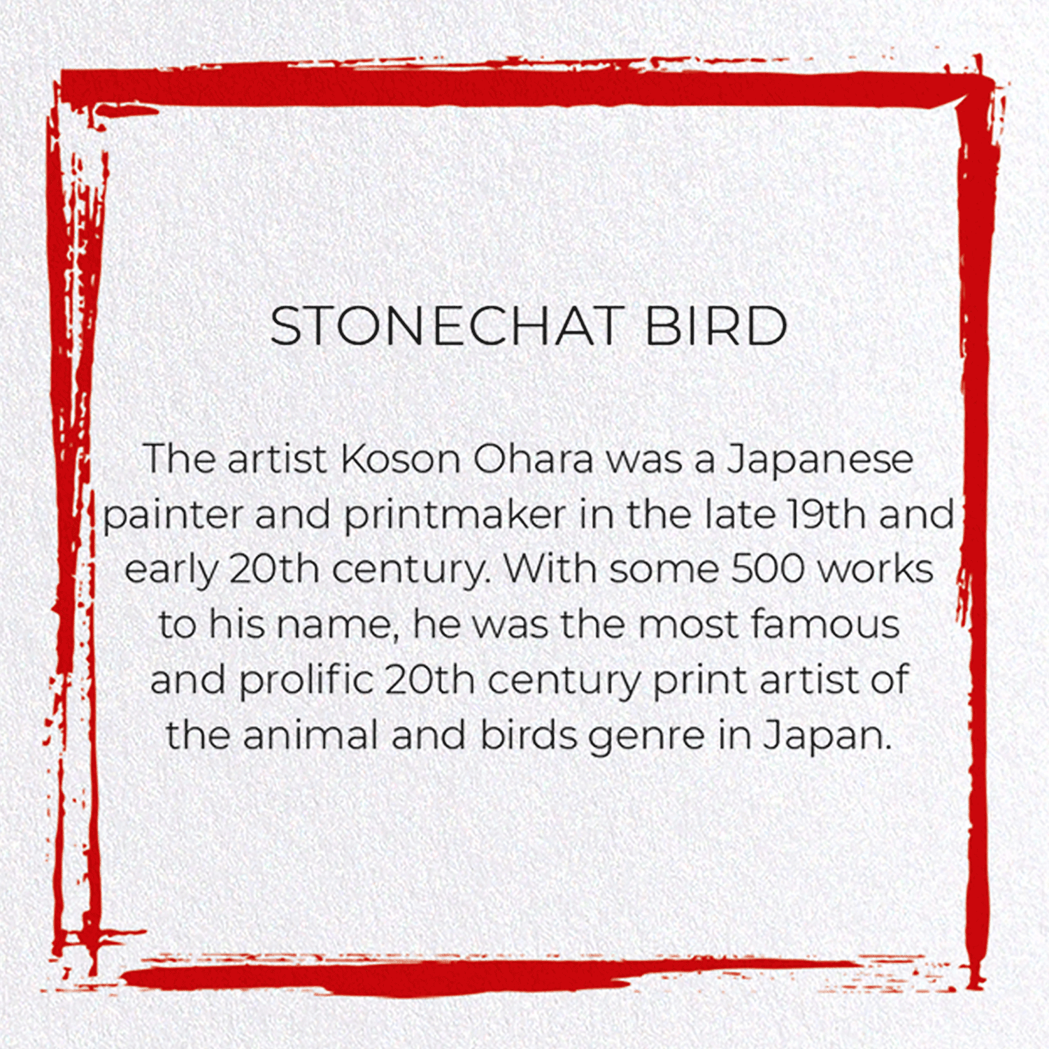STONECHAT BIRD: Japanese Greeting Card