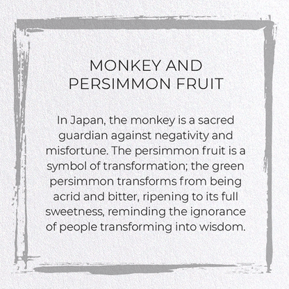MONKEY AND PERSIMMON FRUIT: Japanese Greeting Card