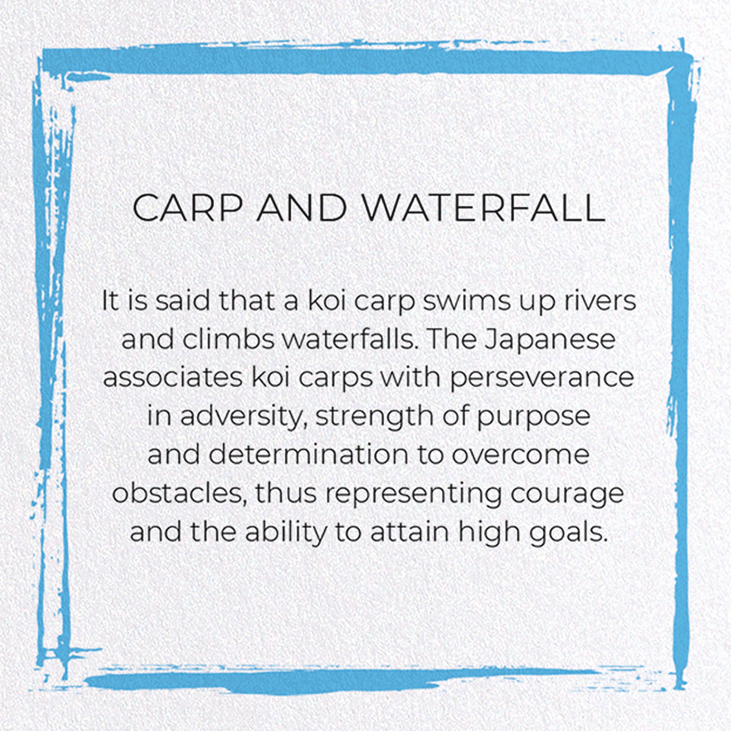 CARP AND WATERFALL: Japanese Greeting Card