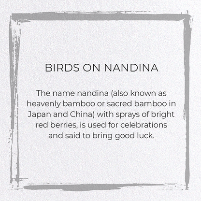 BIRDS ON NANDINA: Japanese Greeting Card