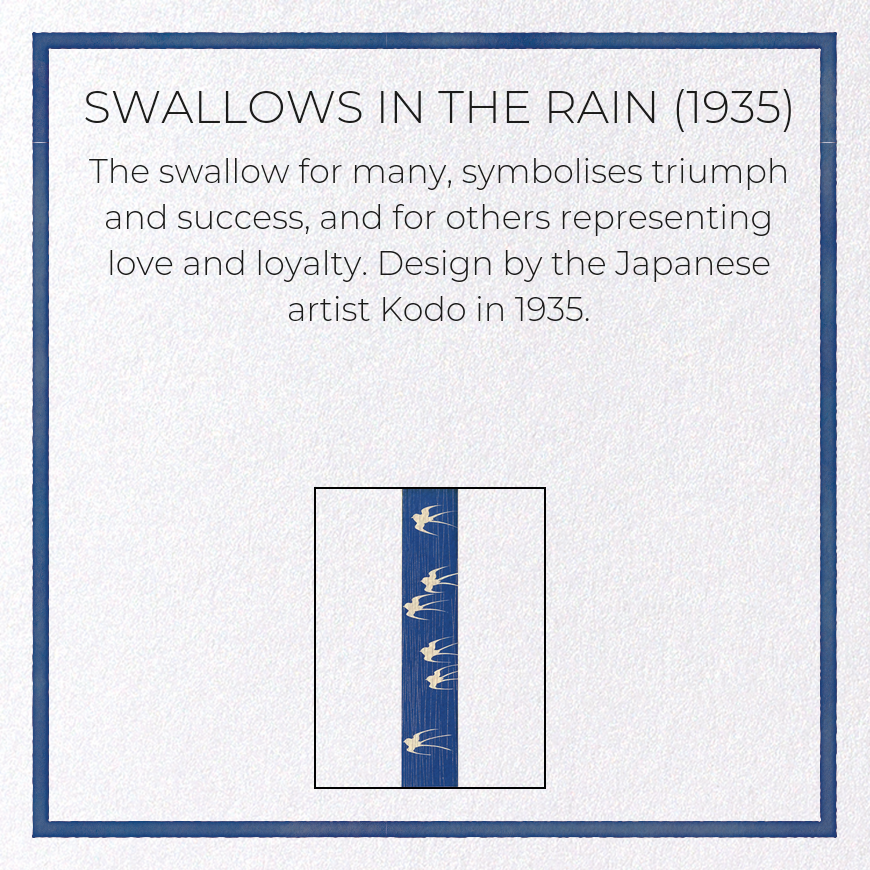 SWALLOWS IN THE RAIN (1935): Japanese Greeting Card