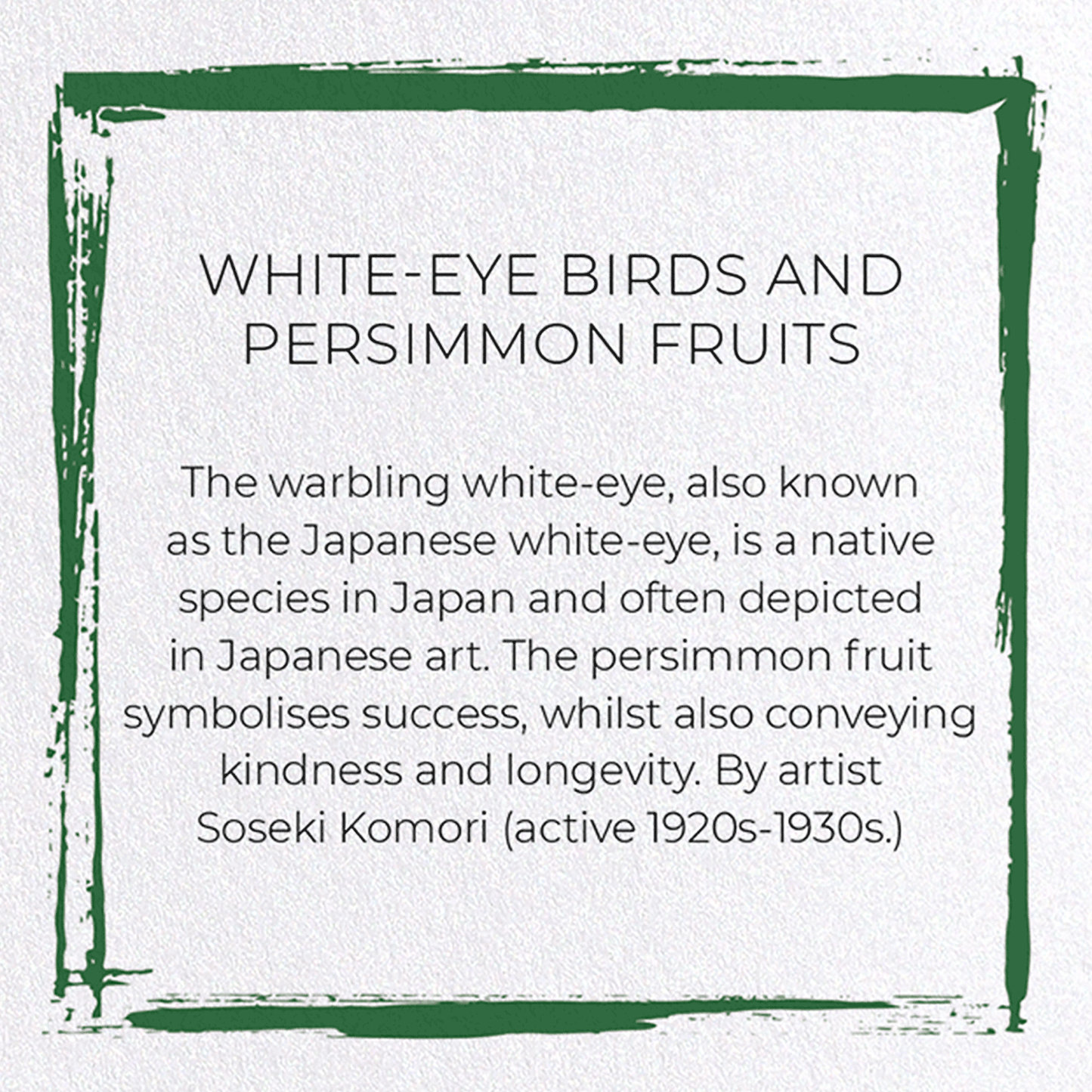 WHITE-EYE BIRDS AND PERSIMMON FRUITS: Japanese Greeting Card