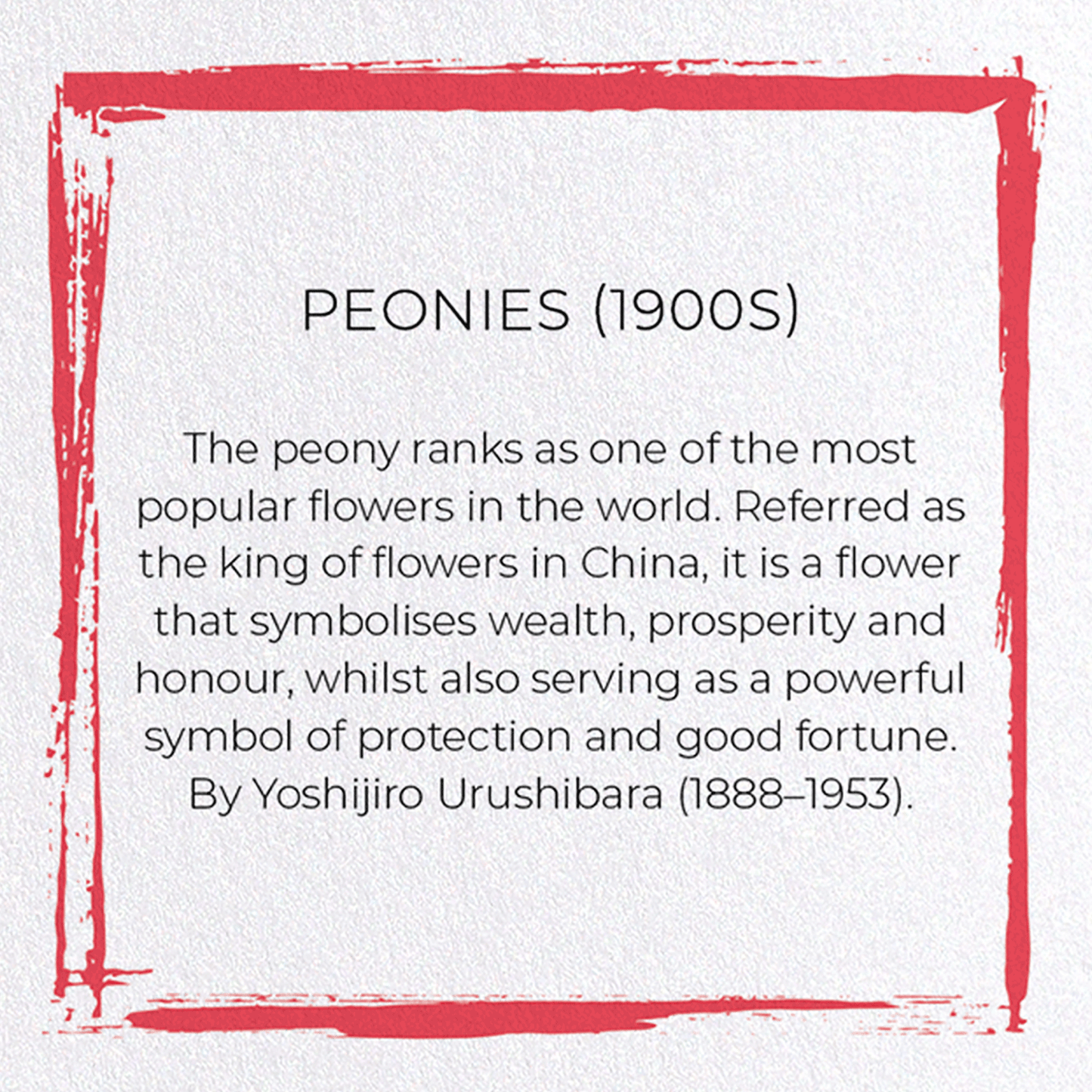 PEONIES (1900S): Japanese Greeting Card