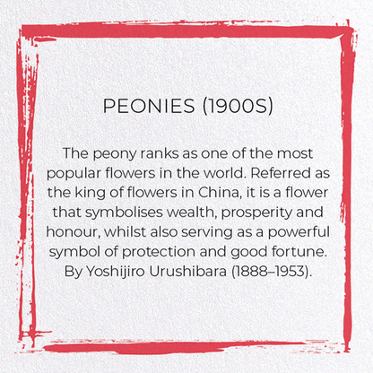 PEONIES (1900S): Japanese Greeting Card