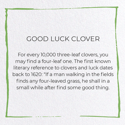 GOOD LUCK CLOVER: Japanese Greeting Card