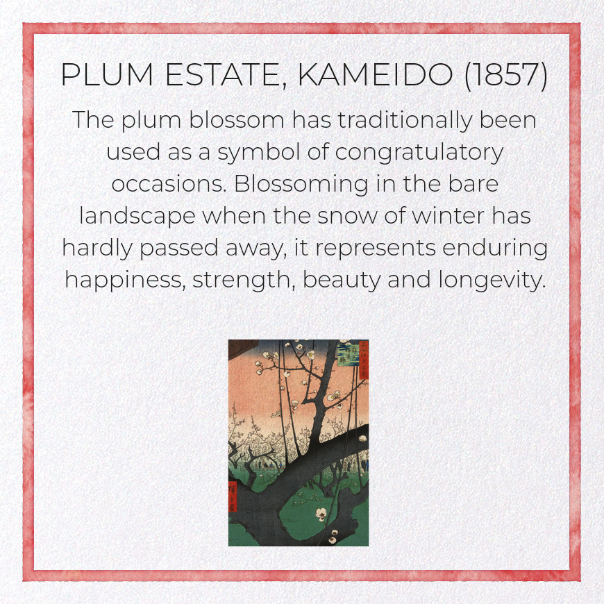 PLUM ESTATE, KAMEIDO (1857): Japanese Greeting Card