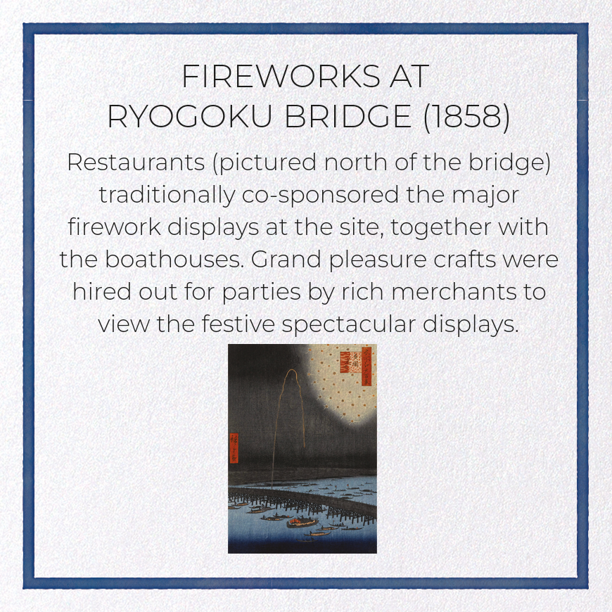 FIREWORKS AT RYOGOKU BRIDGE (1858): Japanese Greeting Card