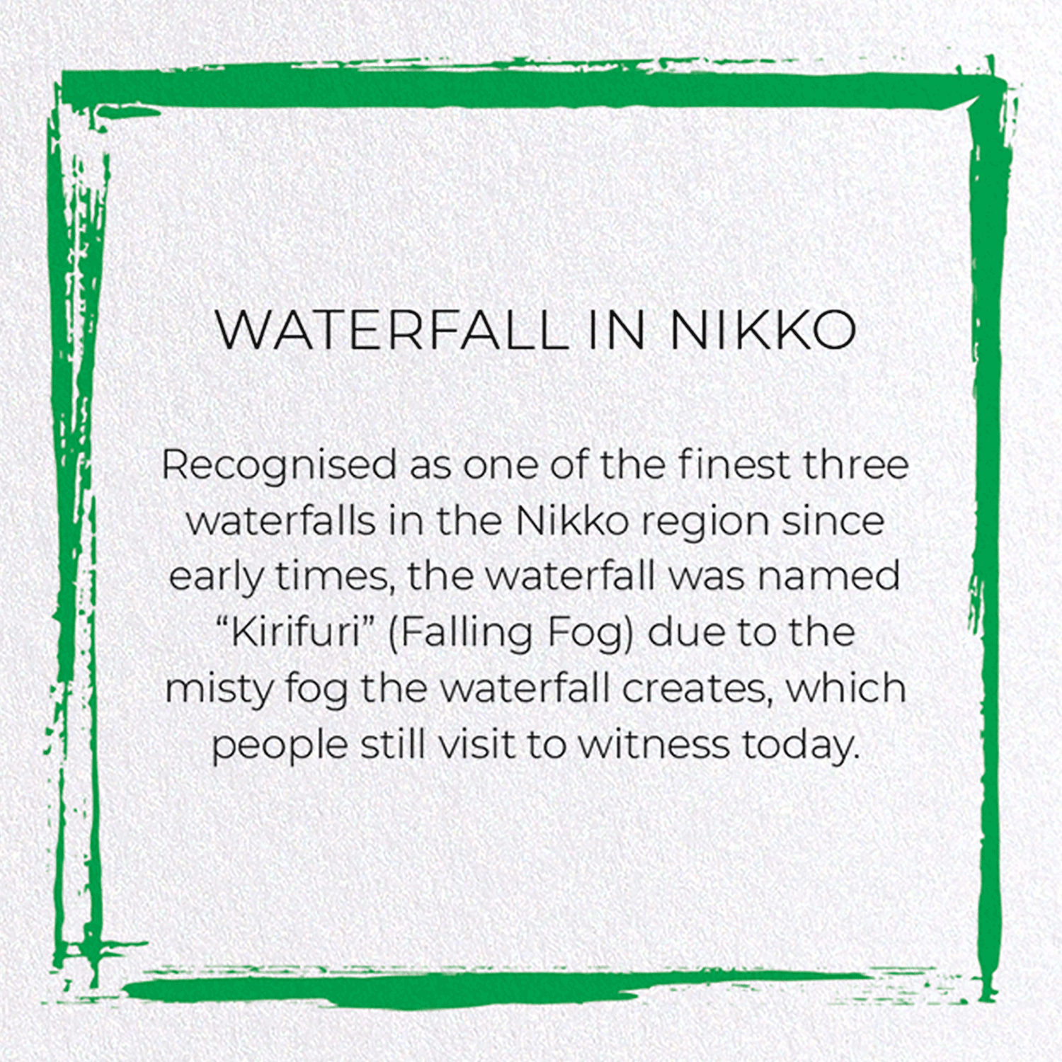 WATERFALL IN NIKKO: Japanese Greeting Card