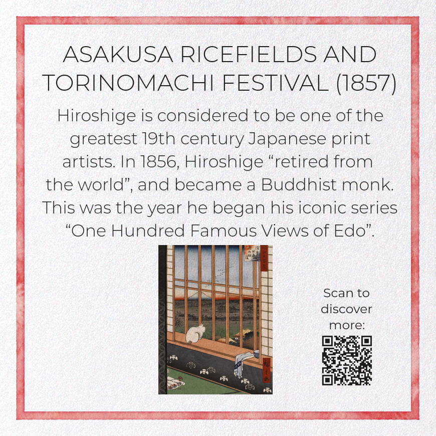 ASAKUSA RICEFIELDS AND TORINOMACHI FESTIVAL (1857): Japanese Greeting Card