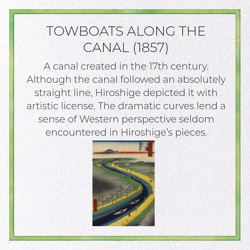 TOWBOATS ALONG THE CANAL (1857): Japanese Greeting Card