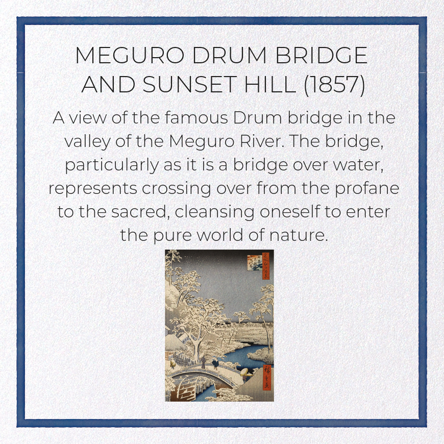 MEGURO DRUM BRIDGE AND SUNSET HILL (1857): Japanese Greeting Card