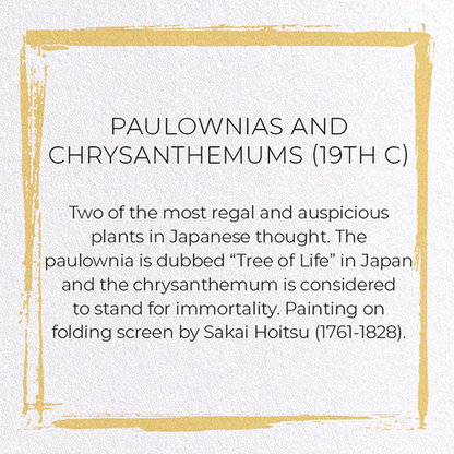 PAULOWNIAS AND CHRYSANTHEMUMS (19TH C): Japanese Greeting Card