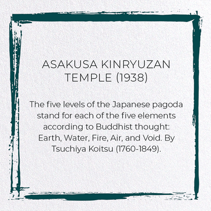 ASAKUSA KINRYUZAN TEMPLE (1938): Japanese Greeting Card