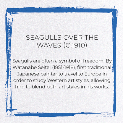 SEAGULLS OVER THE WAVES (C.1910): Japanese Greeting Card
