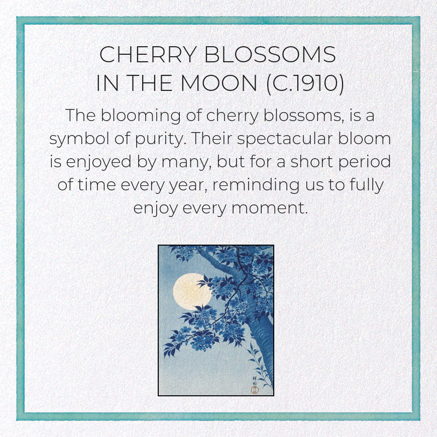 CHERRY BLOSSOMS IN THE MOON (C.1910): Japanese Greeting Card