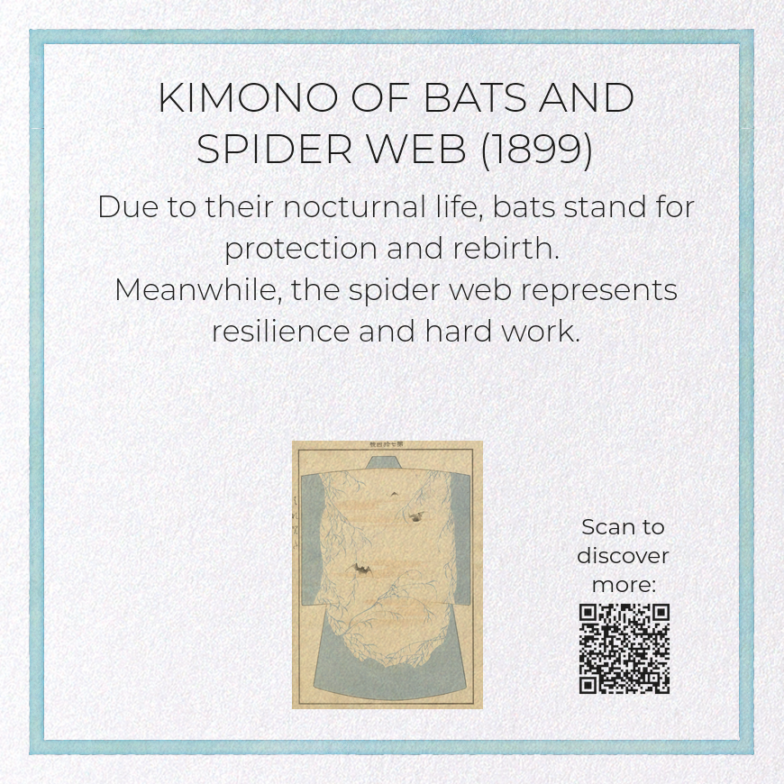 KIMONO OF BATS AND SPIDER WEB (1899): Japanese Greeting Card