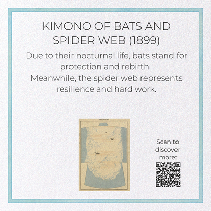 KIMONO OF BATS AND SPIDER WEB (1899): Japanese Greeting Card