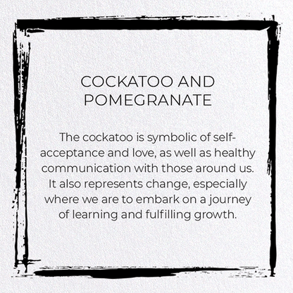 COCKATOO AND POMEGRANATE: Japanese Greeting Card