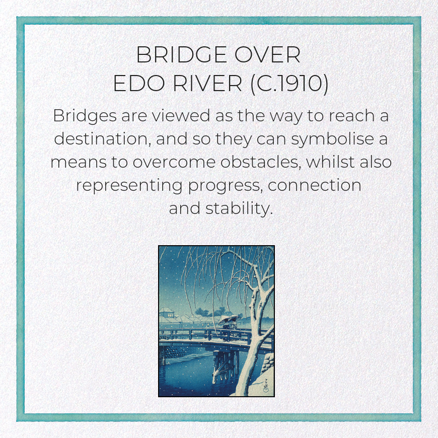 BRIDGE OVER EDO RIVER (C.1910): Japanese Greeting Card