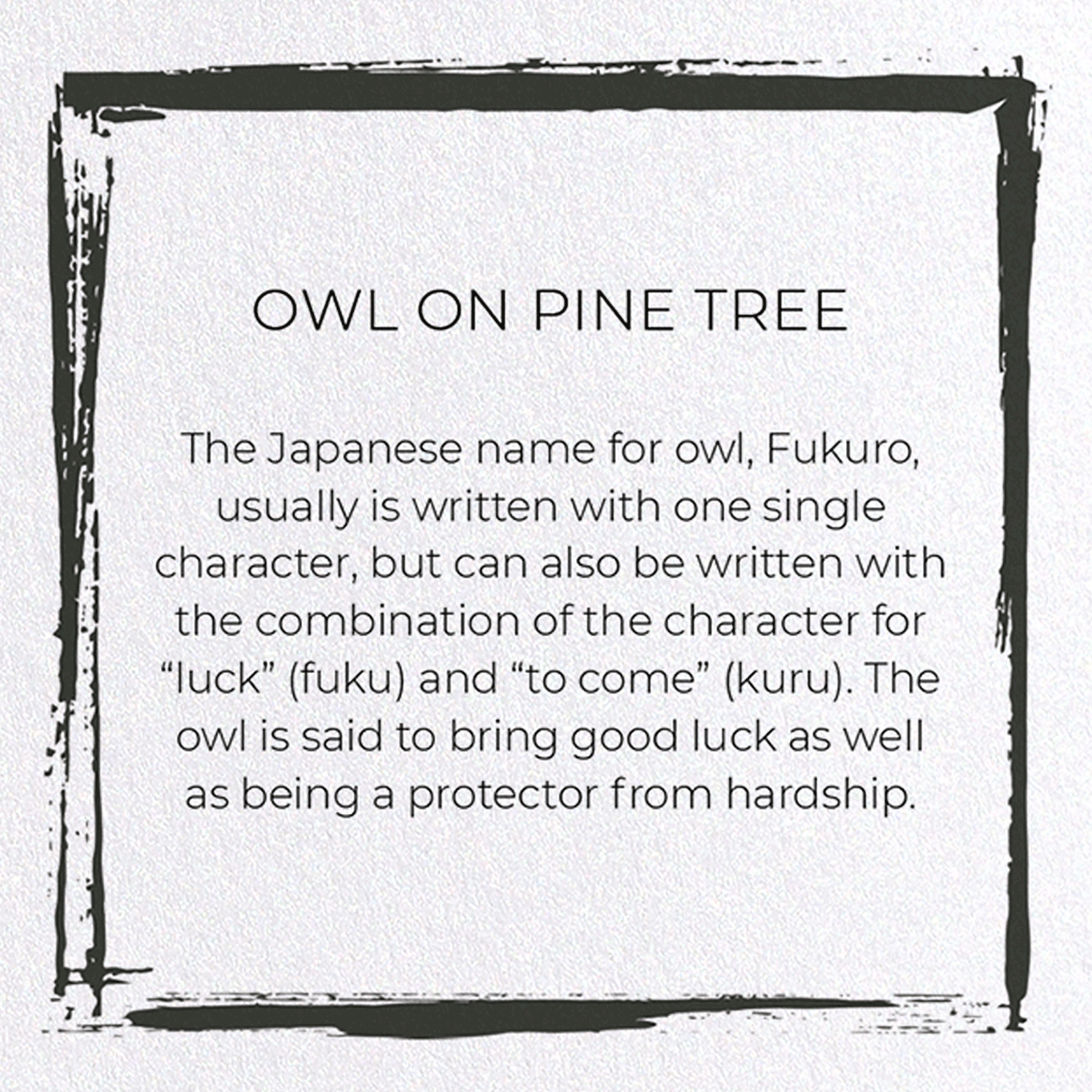 OWL ON PINE TREE: Japanese Greeting Card