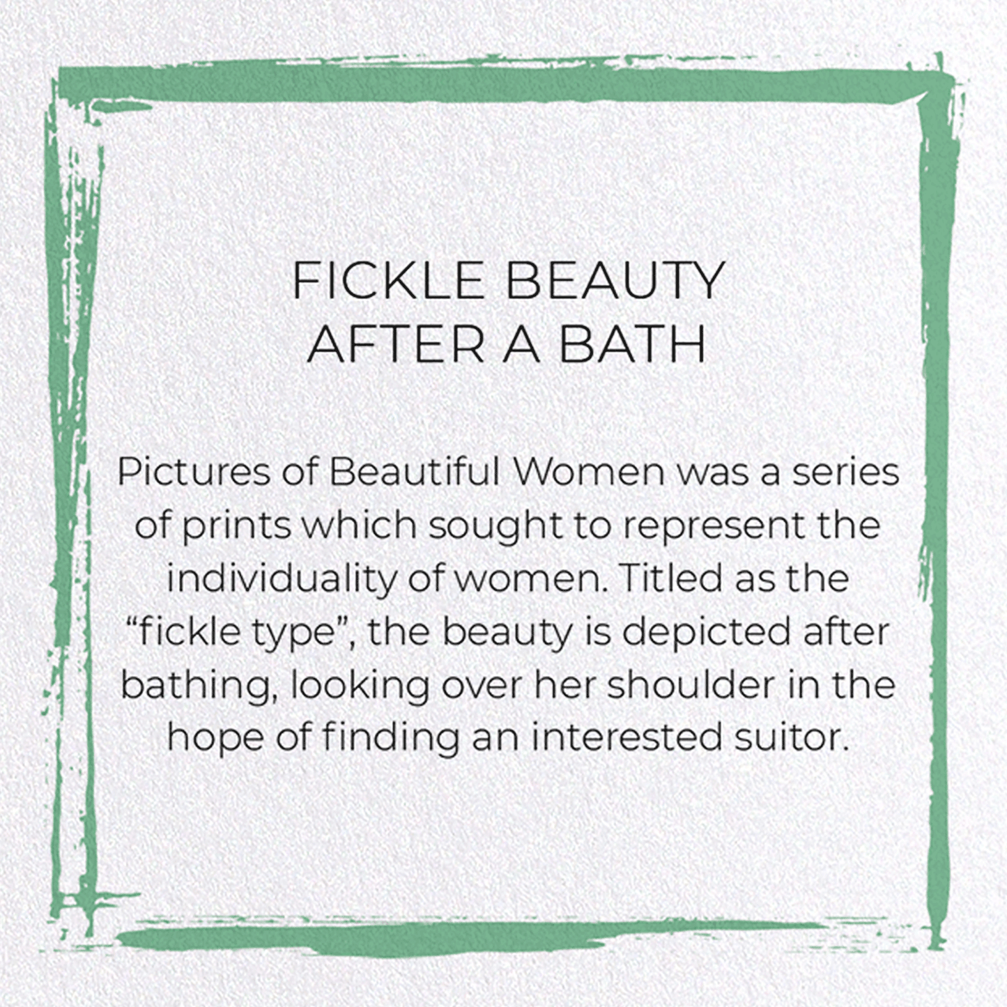 FICKLE BEAUTY AFTER A BATH: Japanese Greeting Card