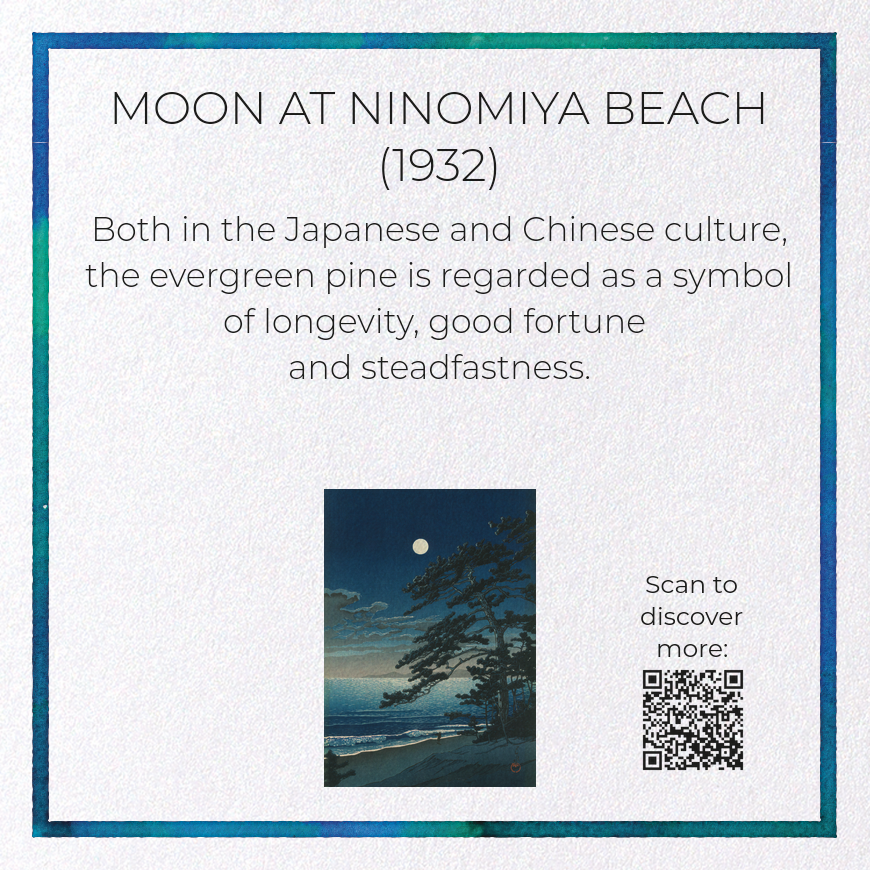 MOON AT NINOMIYA BEACH (1932): Japanese Greeting Card