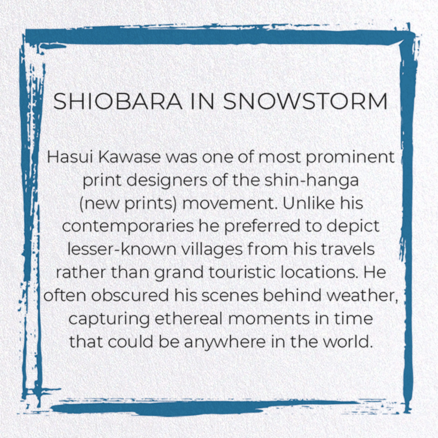 SHIOBARA IN SNOWSTORM: Japanese Greeting Card