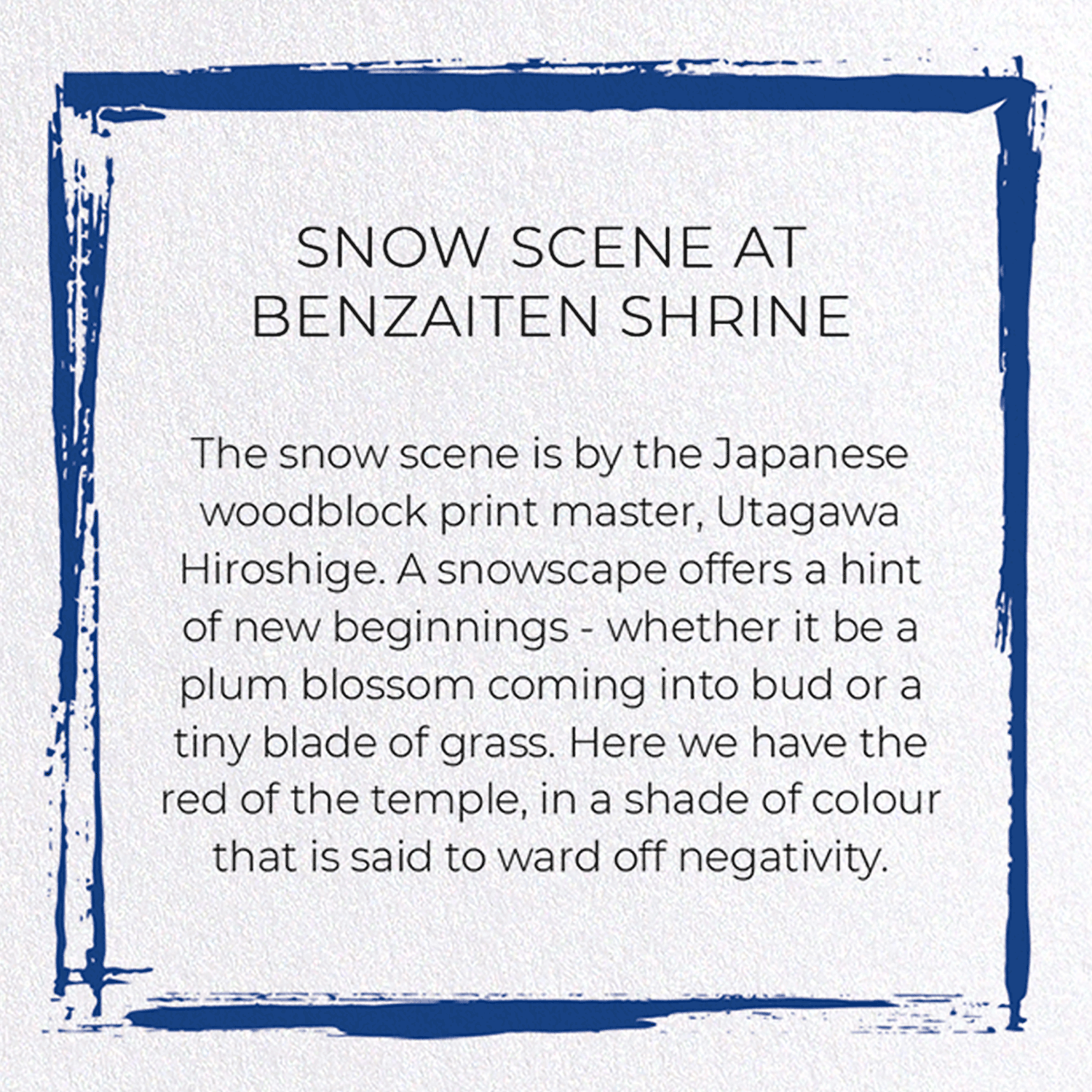 SNOW SCENE AT BENZAITEN SHRINE: Japanese Greeting Card