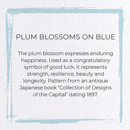 PLUM BLOSSOMS ON BLUE: Japanese Greeting Card